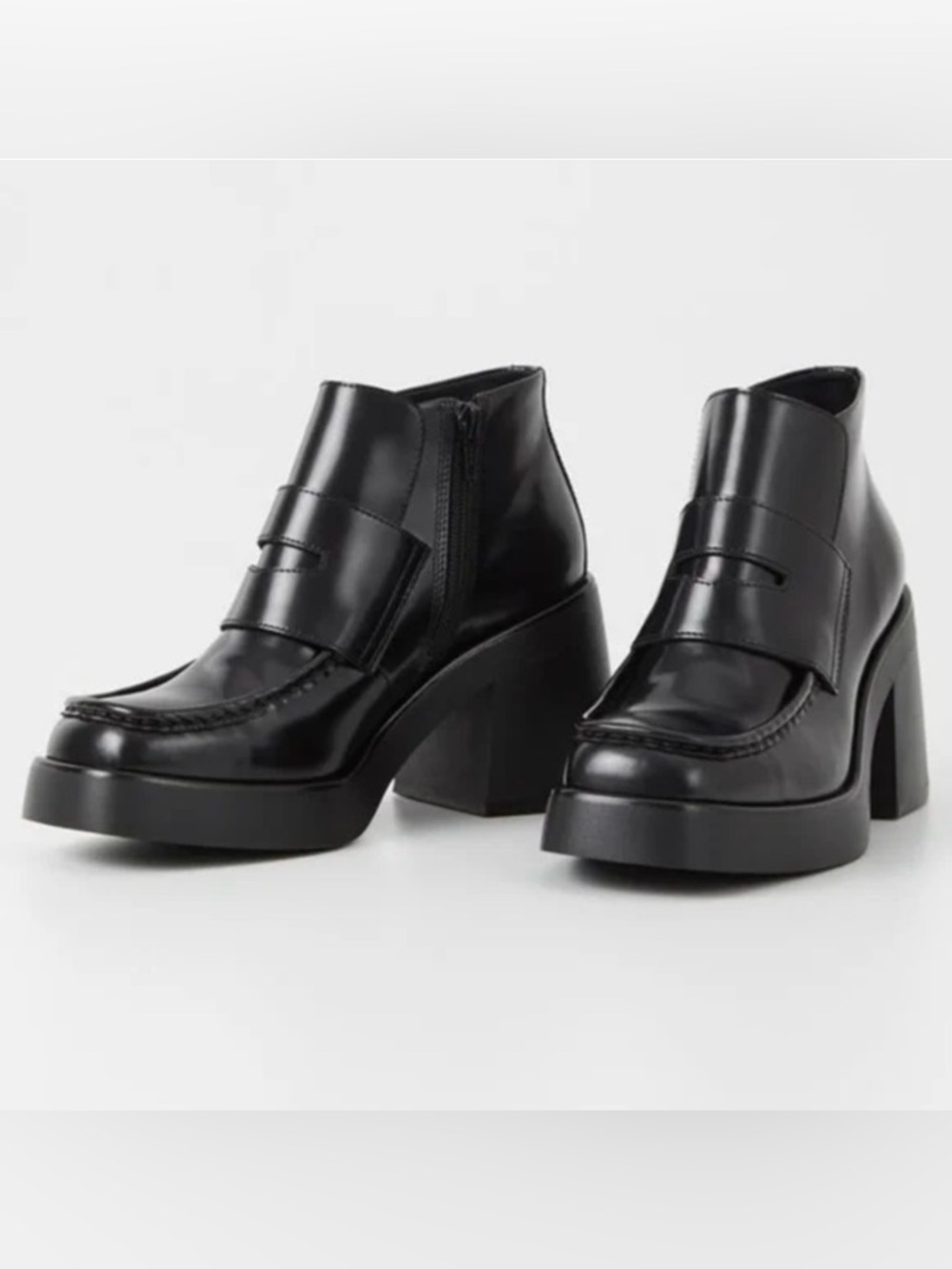 Vagabond Free People Brooke Black Chunky-Heel Loafer Boot